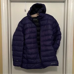Eddie Bauer Purple Hooded EB650 Down Puffer Jacket Size 2X With Pockets